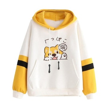 Harajuku Shiba Inu Kawaii Ucha Bluza z kapturem Ko