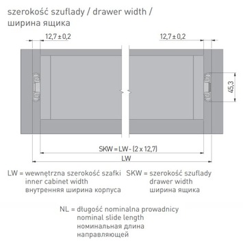 Prowadnica kulkowa L-300 PRO domyk + push to open