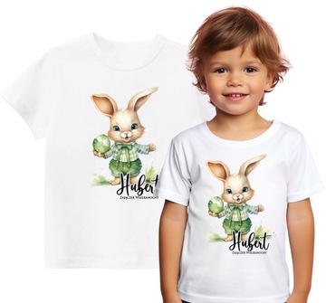 Koszulka T-shirt Zajączek Wielkanocny Pisanki Wielkanoc IMIĘ r. 92/98