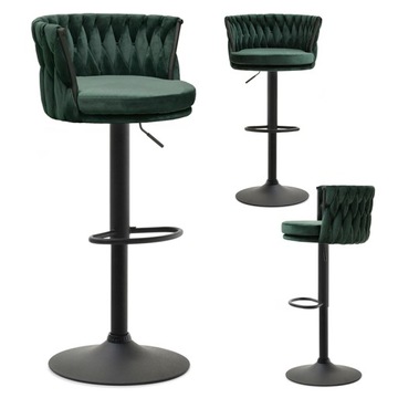 REGULOWANY HOKER DO WYSPY Z PLECIONYM OPARCIEM ZIELONY ASTER CZARNA NOGA