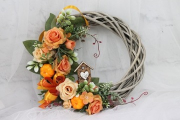 Осенний венок, украшение двери, украшение дома.