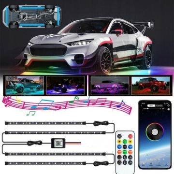 Podsvícení Podvozku Led Rgb Lampy Pásky Pod Auto Dálkové Ovládání Aplikace