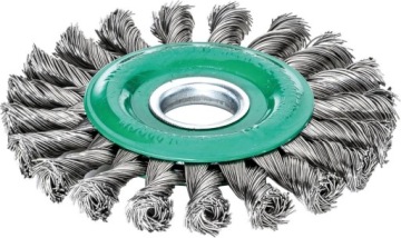 Kartáč kotoučový nerezový 115 x 12 mm, opletený drát 0,5 mm Lessmann