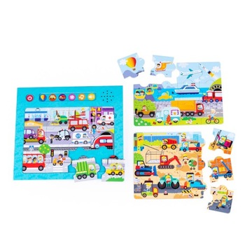 Dumel Puzzle Dźwięki Wokół Nas Pojazdy 3l+