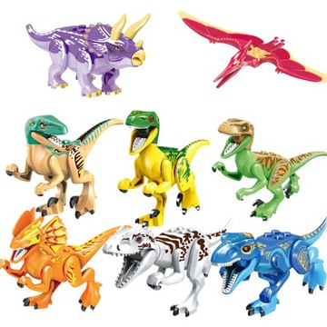 MINIFIGURKI DINOZAURY 8 SZTUK ZESTAW KLOCKI -