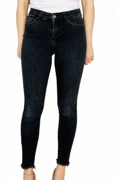 Jeansowe elastyczne spodnie rurki postrzępione XS 34 Pieces