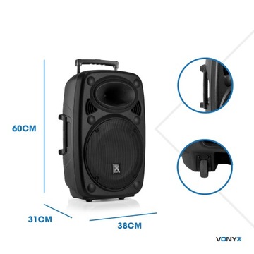 Мобильный динамик для вечеринок Порт 12 дюймов, 800 Вт, аккумулятор BT, 2 микрофона