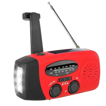 Radio awaryjne zasilane słońcem, czerwone
