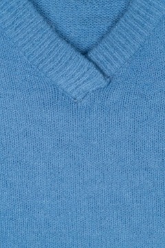 Nutmeg Efektowny Modny Luźny Kobiecy Niebieski Sweter V-Neck Oversize 50