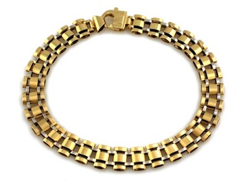 Złota bransoletka 585 modna z ruchomych elementów dwa kolory złota r21 14kt