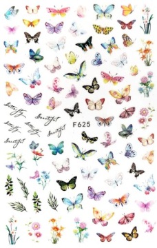 НАКЛЕЙКИ ДЛЯ НОГТЕЙ, самоклеящиеся бабочки, цветы 625