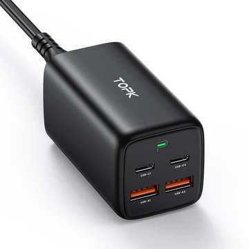 Szybka ładowarka GaN USB C USB A 65W Topk B15-C4