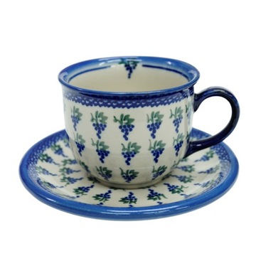Ceramiczna filiżanka ze spodkiem Bolesławiec