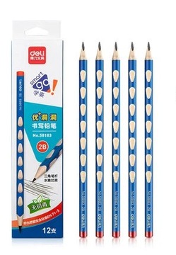 (12 шт./лот) карандаш с канавками, школьный треугольный стержень, правильный для детей