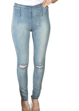 Ld Style spodnie rurki wysoki stan dziury XL 42