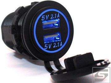 БЛОК ПИТАНИЯ ЗАРЯДНОГО УСТРОЙСТВА 2x USB 2x2.1A + ВОДОНЕПРОНИЦАЕМАЯ КНОПКА