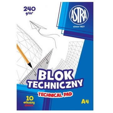 Blok techniczny Astra A4 240g/m2 10 arkuszy