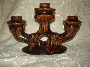 Stary ceramiczny świecznik
