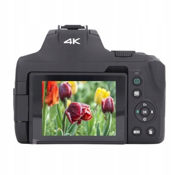 Цифровая камера 4K, 64 МП, 3 дюйма, наклон экрана на 180 градусов, 12-кратный зум SF