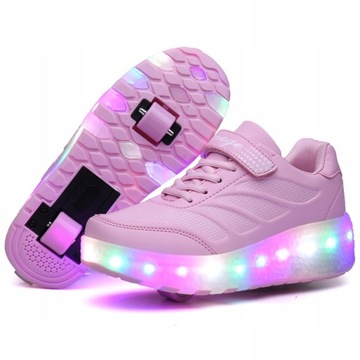 BUTOROLKI BUTY Z ROLKAMI ROLKI WROTKI LED PUDROWE