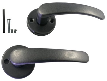 KLAMKA BISZKOPT SZARA GRAFIT ROZETA OKRĄGŁY SZYLD