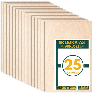 SKLEJKA 3MM DO LASERA KLASA 1 / 2 FORMATKA A3 25 SZTUK