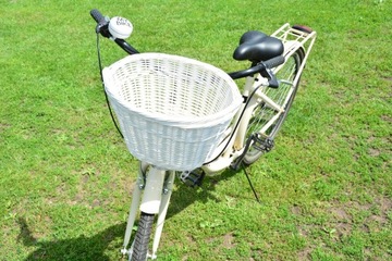 Плетеная ВЕЛОСИПЕДНАЯ КОРЗИНА, БЕЛАЯ, для руля