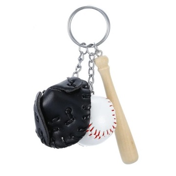 Mini Three-piece Baseball Glove Wooden Bat Keychain Sports Car Key Chain Ke
