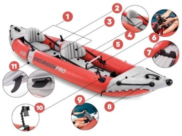 Экскурсия Про на байдарке на 2 человека Насос Intex + лопасть 68309 МОДЕЛЬ 2024 г.