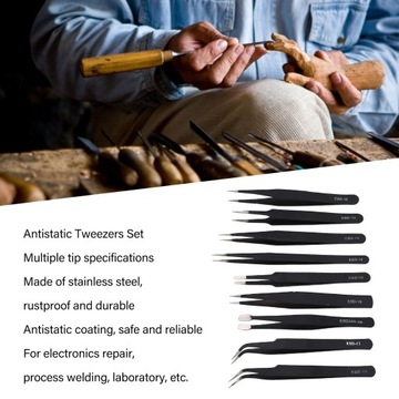 Антистатические пинцеты, 9 шт., многофункциональные