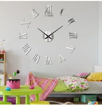 3D большие светящиеся настенные часы с большим акриловым зеркалом