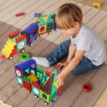 KOLOROWE Klocki Magnetyczne KONSTRUKCYJNE 3D Edukacyjne Panele XXL Zestaw