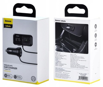 FM-ПЕРЕДАТЧИК BASEUS ЗАРЯДНОЕ УСТРОЙСТВО BLUETOOTH 2XUSB AUX