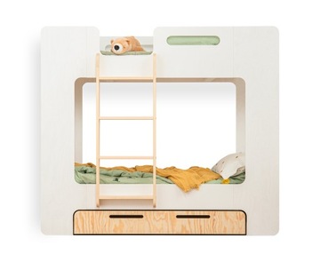 Piętrowe łóżko dziecięce szuflada - przechowywanie MIMI DL BIAŁE 90x160 EKO