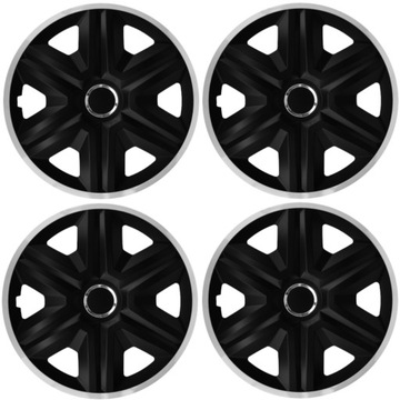4x Kołpaki 15 Fast Lux Silver - Black Ring czarne uniwersalne do samochodu