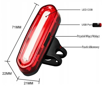 ЗАДНИЙ ВЕЛОСИПЕДНЫЙ ФОНАРЬ LED COB USB МОЩНЫЙ 15H 120LM РЕЖИМЫ ЗАДНЕГО ЛАМПЫ
