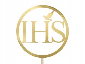 IHS Топпер для торта «Причастие», золотой, 22 см