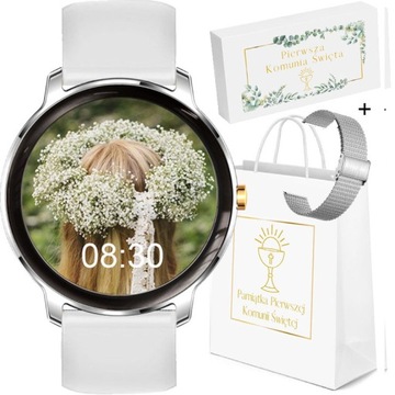 Zegarek dziecięcy RUBICON SMARTWATCH - srebrny - komunia - zestaw