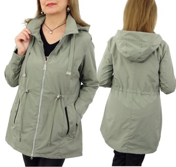 Kurtka Damska Parka Modna Wiatrówka z Odpinanym Kapturem SANDRA 48 4XL