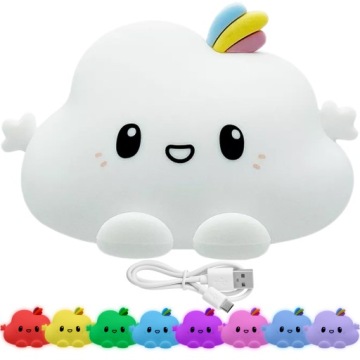Нічник для дітей кольорова силіконова хмаринка LED RGB USB на подарунок