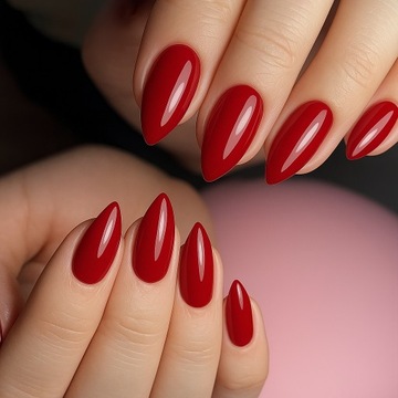 Paznokcie Sztuczne Tipsy Czerwone Głęboka Czerwień Migdałki Deep Red 24 Szt