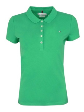 TOMMY HILFIGER polo damskie, zielone, Slim, XS