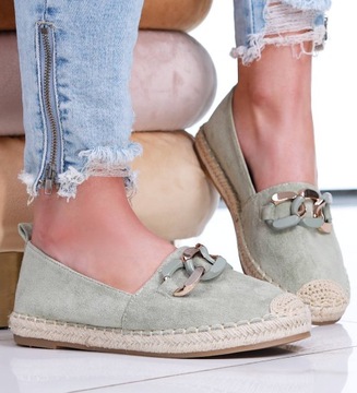 Buty damskie Wsuwane zamszowe baleriny płaskie espadryle 16221