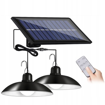 PODWÓJNY ŻYRANDOL LAMPA SOLARNA LED OSOBNY PANEL PILOT SOLAR