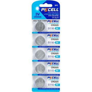 5x BATERIE PKCELL CR2025 3V 150mAh