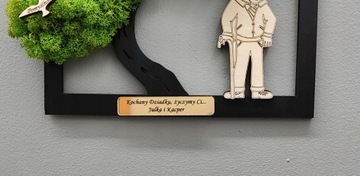 Дерево бонсай с мхом День бабушки и дедушки, гравюра с птицами, 40х26см