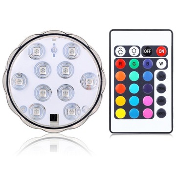 1XBASEN LAMP+PILOT PODWODNE ŚWIATŁA 10LED RGB IP68