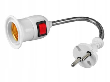 Adapter gniazda żarówki E27 - wtyk 230V z wyłącznikiem giętki / 2438