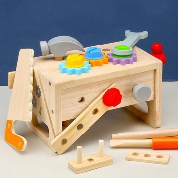 Детский деревянный ящик для инструментов Набор строительных инструментов 15-в-1