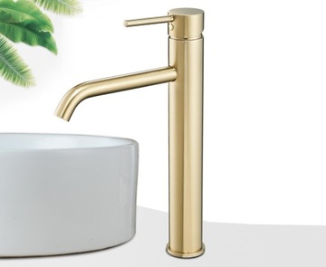 LUNGO HIGH LIGHT GOLD смеситель для умывальника - REA